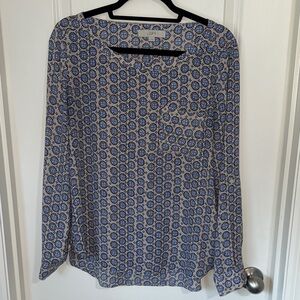 LOFT Blue and cream Top
